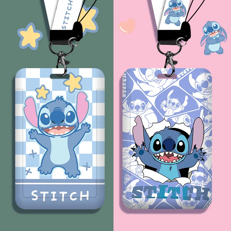 Stitch ID Badge Card Holder Lanyard Lovely Girls Door Card Case Neck Strap Boy Credit Card Holder Credentials Accessories