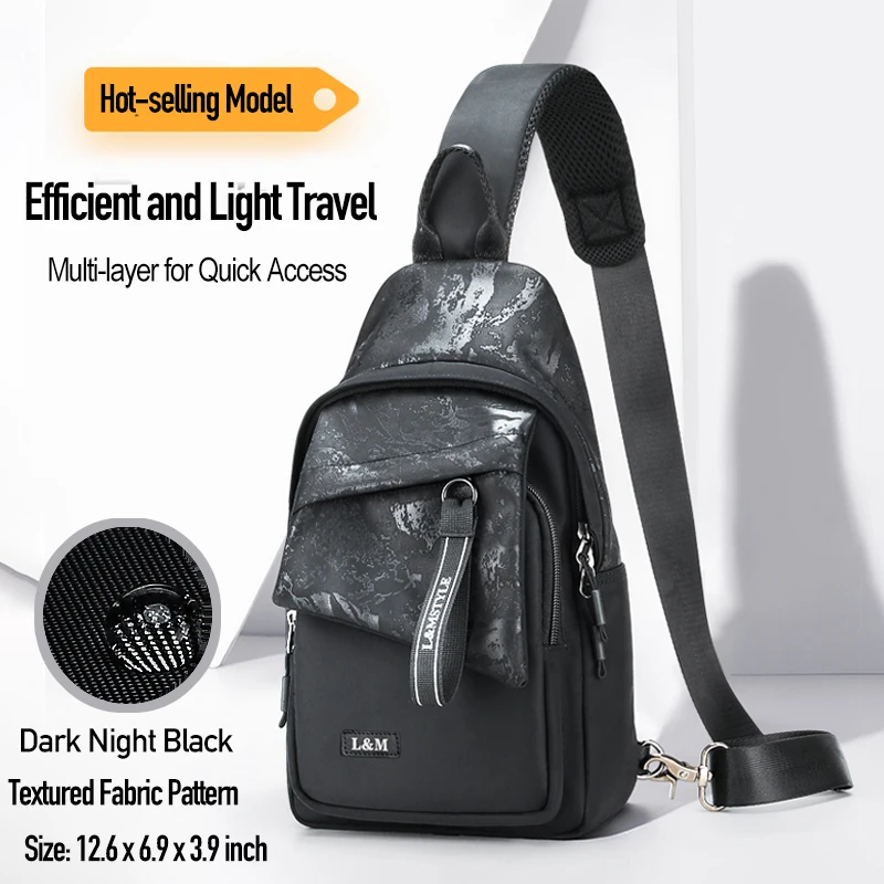 Bolso bandolera para hombre a prueba de fugas, bolsos de pecho para hombre de marca L & M, ligero, paquete de hombro de alta calidad, mochila cruzada de estilo informal