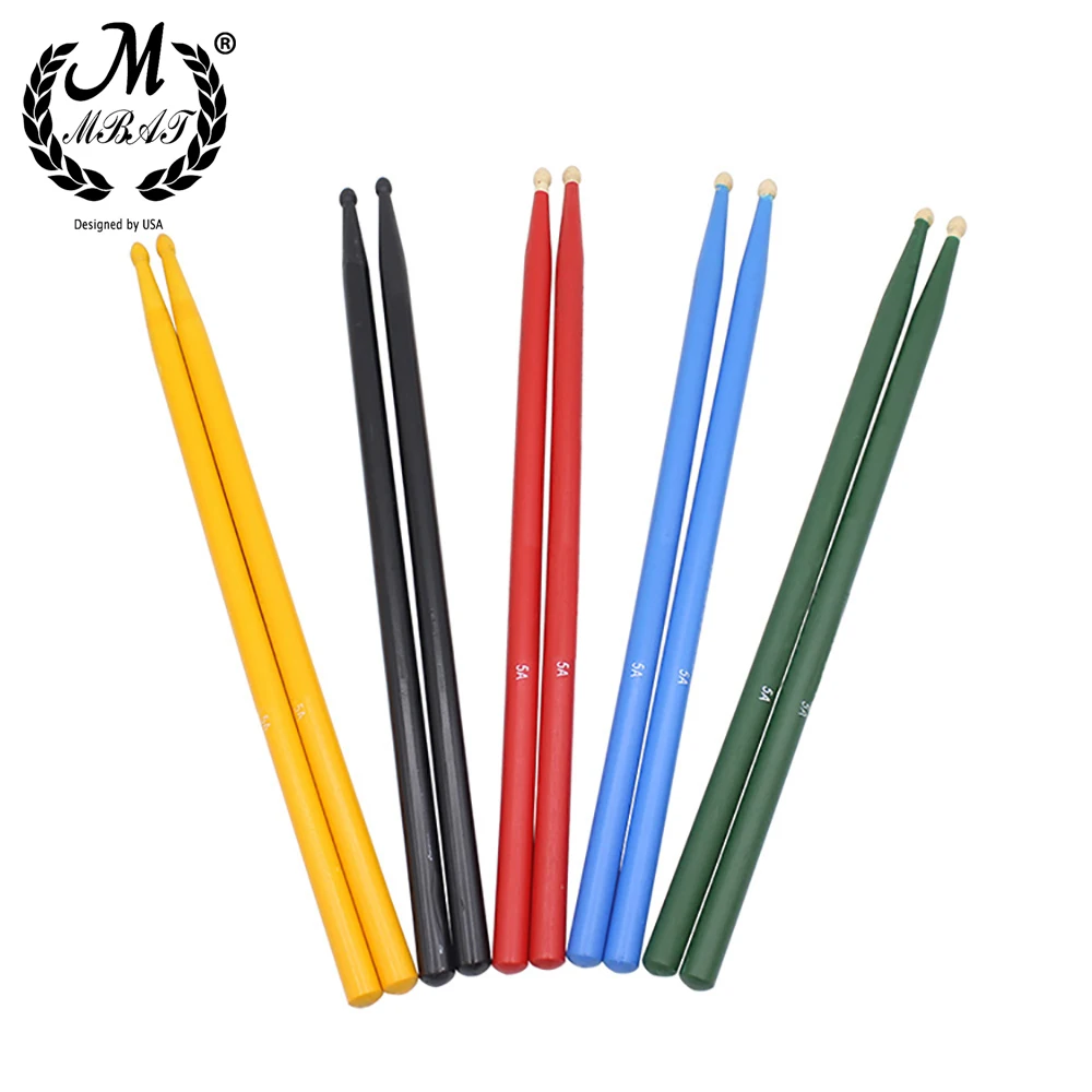 M MBAT 1 Pair Maple Drum Sticks Lightweight Drum Sticks Percussion Instrument Accessories Music Tools Multi Colors Drumsticks
