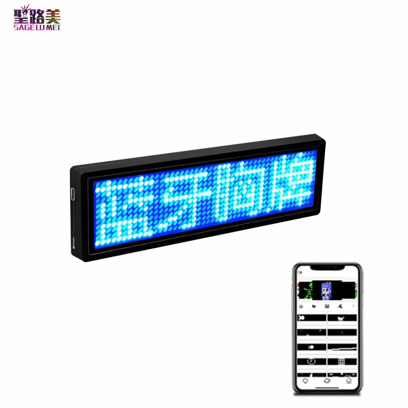Sạc Bluetooth Đèn LED Kỹ Thuật Số Huy Hiệu DIY Có Thể Lập Trình Di Chuyển Tin Nhắn Mini LED Thẻ Tên 15 Ngôn Ngữ Hiển Thị Huy Hiệu Module
