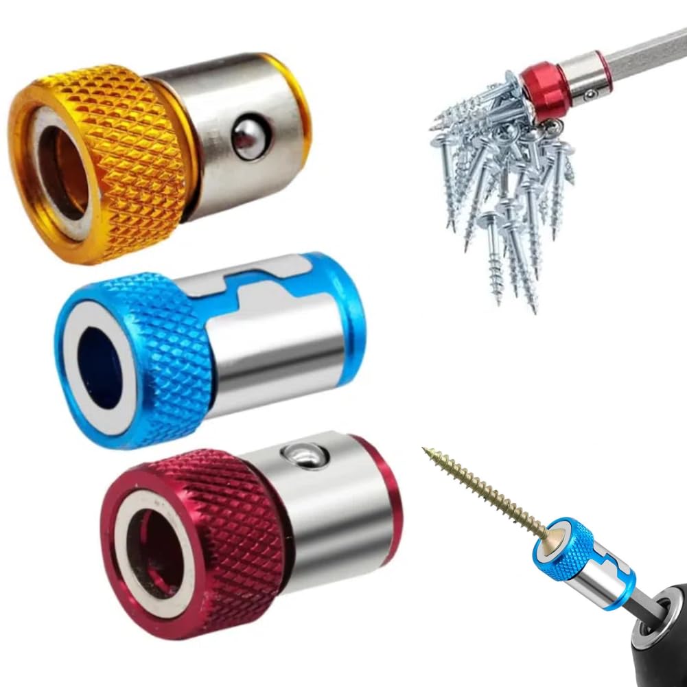 Galacok Anillo de tornillo magnético Anillo magnetizador Tornillo magnetizador de metal, extraíble para destornillador hexagonal de 1/4 pulgadas/6,35 mm y potencia