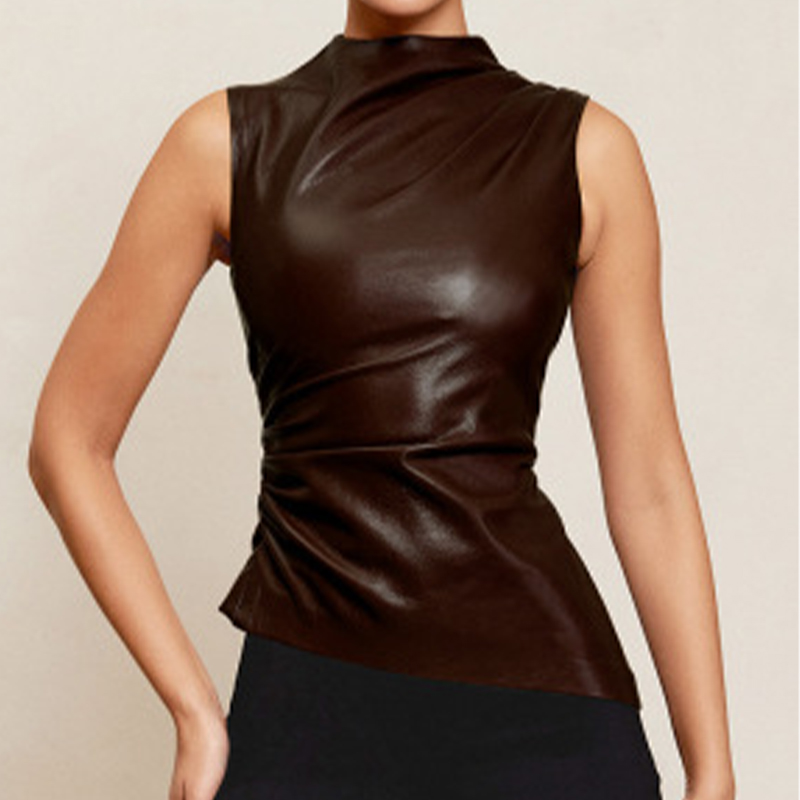 Solid Sexy Tops Dames Tank Zomer Mouwloos O-hals Solid Tank Bodycon High Street Fashion Vestidos Ritsen Folds Casual Tank