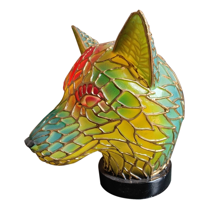 Candeeiro de mesa de vidro manchado de resina AT02-15Cm - série animal, usado para decoração de casa.