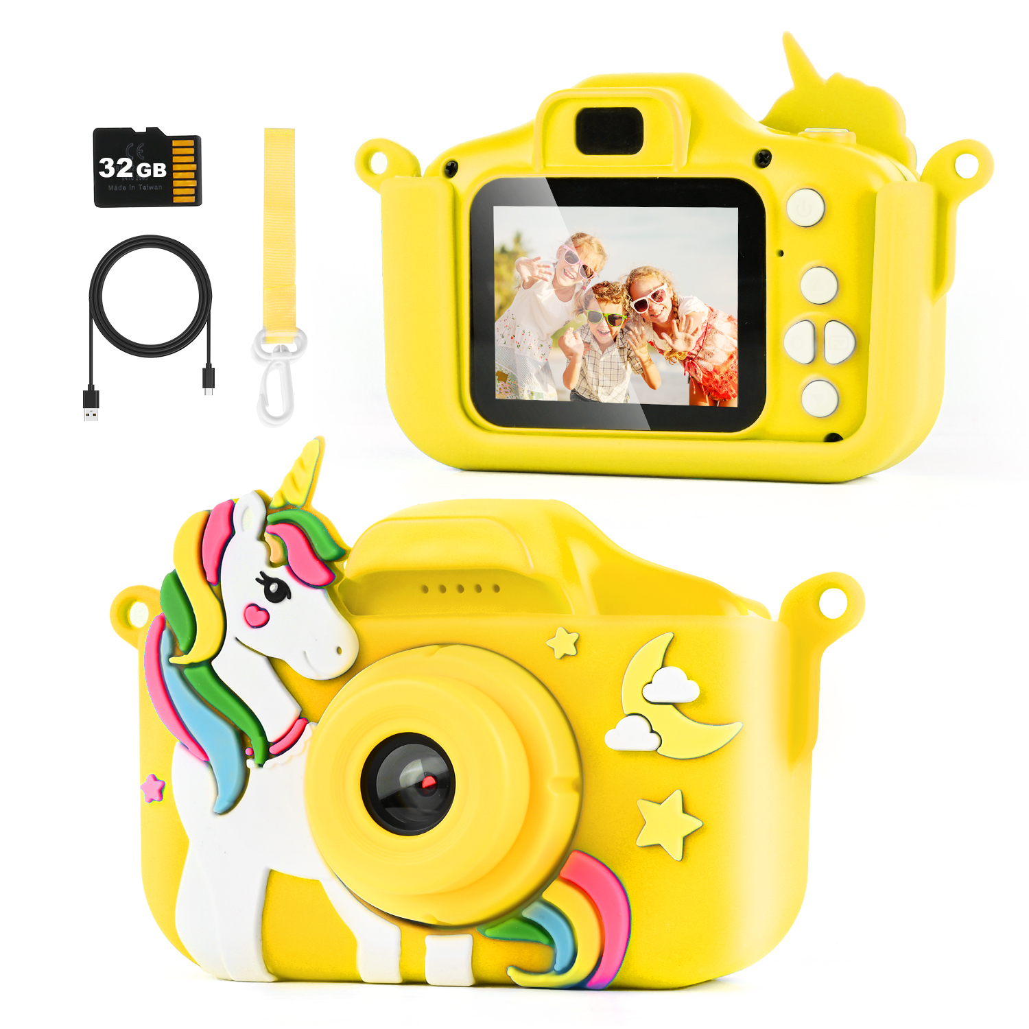 Cámara para niños Cámara para niños HD 1080P con pantalla de 2,0 pulgadas Tarjeta SD de 32 GB, Regalos para máquinas fotográficas para niños 3 4 5 6 7 años para niños y niñas