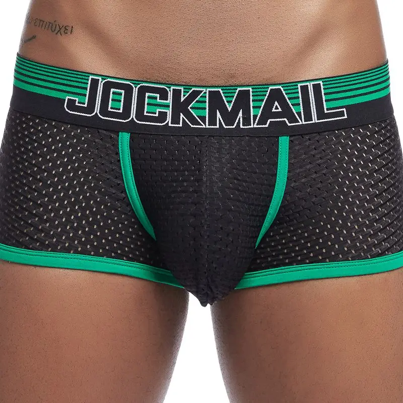 JOCKMAIL seksowne męskie bawełniane majtki bokserki bielizna męska solidne męskie spodenki bielizna przewiewna bokserki w paski męskie bokserki