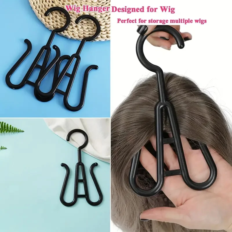 2 pçs cabides de peruca de plástico portátil cabide de peruca-elegante e conveniente peruca preta ganchos de armazenamento conveniente para múltiplas perucas