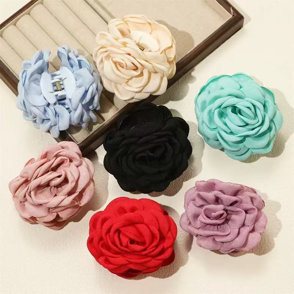 Stereoscopische Rose Flower Hair Clip voor vrouwen Elegante achterkant van het hoofd Haar Shark Clip Modieuze meisjeshaaraccessoires