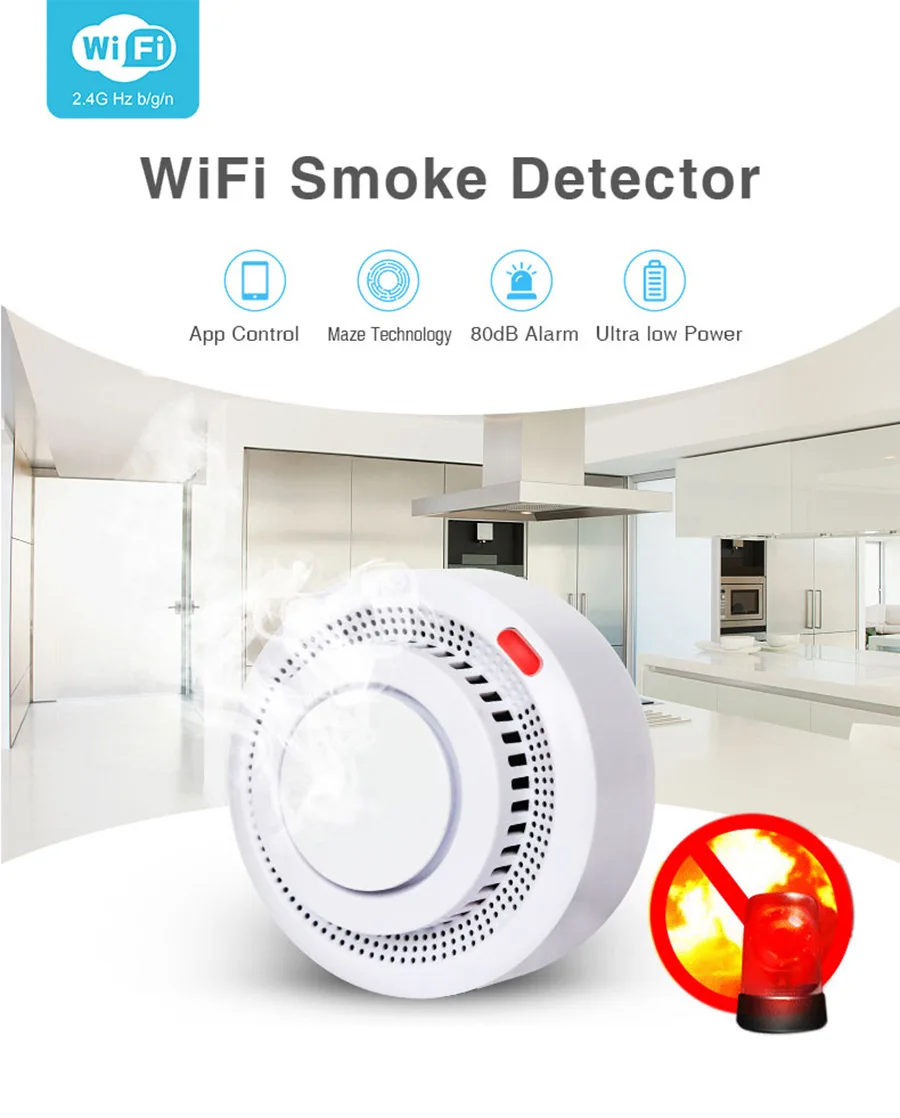 Zigbee Wifi สมาร์ทควันสัญญาณเตือนภัย Tuya สมาร์ทโฮมความปลอดภัยเซนเซอร์ตรวจจับควันเครื่องตรวจจับ