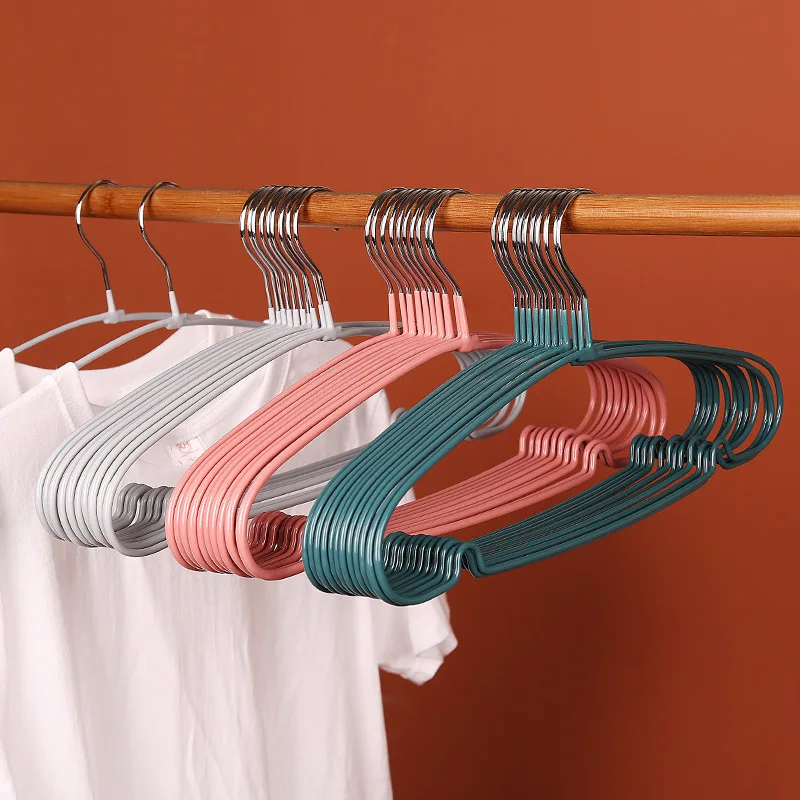 I KNOW PVC 10PCS Non-slip No-trace Hanger Korean Hot Sale Multi-functional Wide Clothes Hanger High Quality PVC Round Hanger