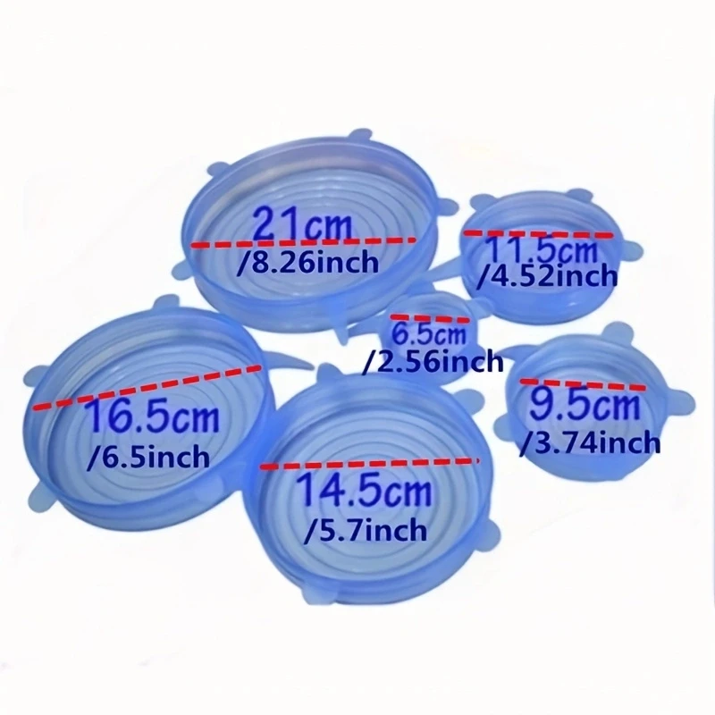 Coperchio in silicone per conservazione della freschezza Coperchio per ciotola multifunzionale Coperchio in silicone Set da 6 pezzi Involucro di plastica
