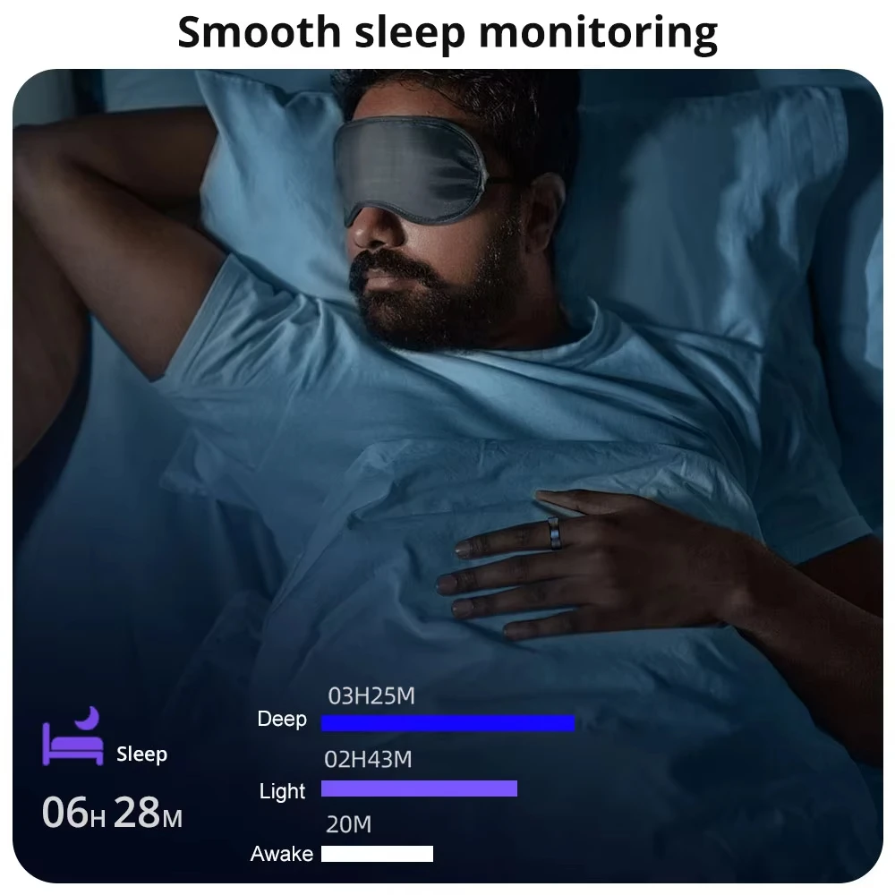 Anillo inteligente, frecuencia cardíaca, presión arterial, oxígeno en sangre, Monitor de sueño, anillo inteligente resistente al agua, modos multideportivos para Android IOS