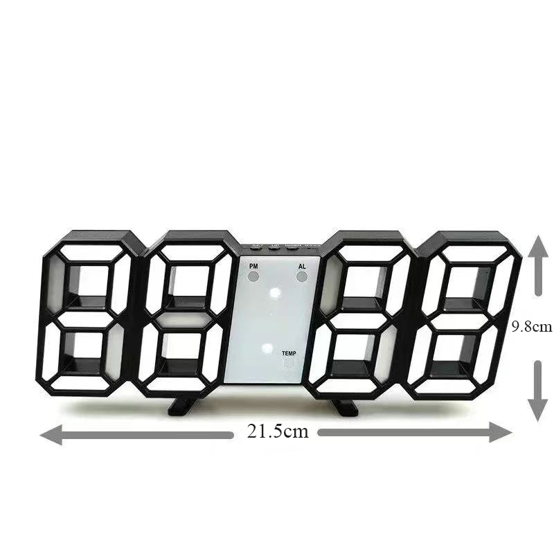 Reloj de pared Digital 3D para decoración del hogar, modo nocturno brillante, reloj electrónico ajustable, reloj LED para sala de estar, relojes de decoración de jardín
