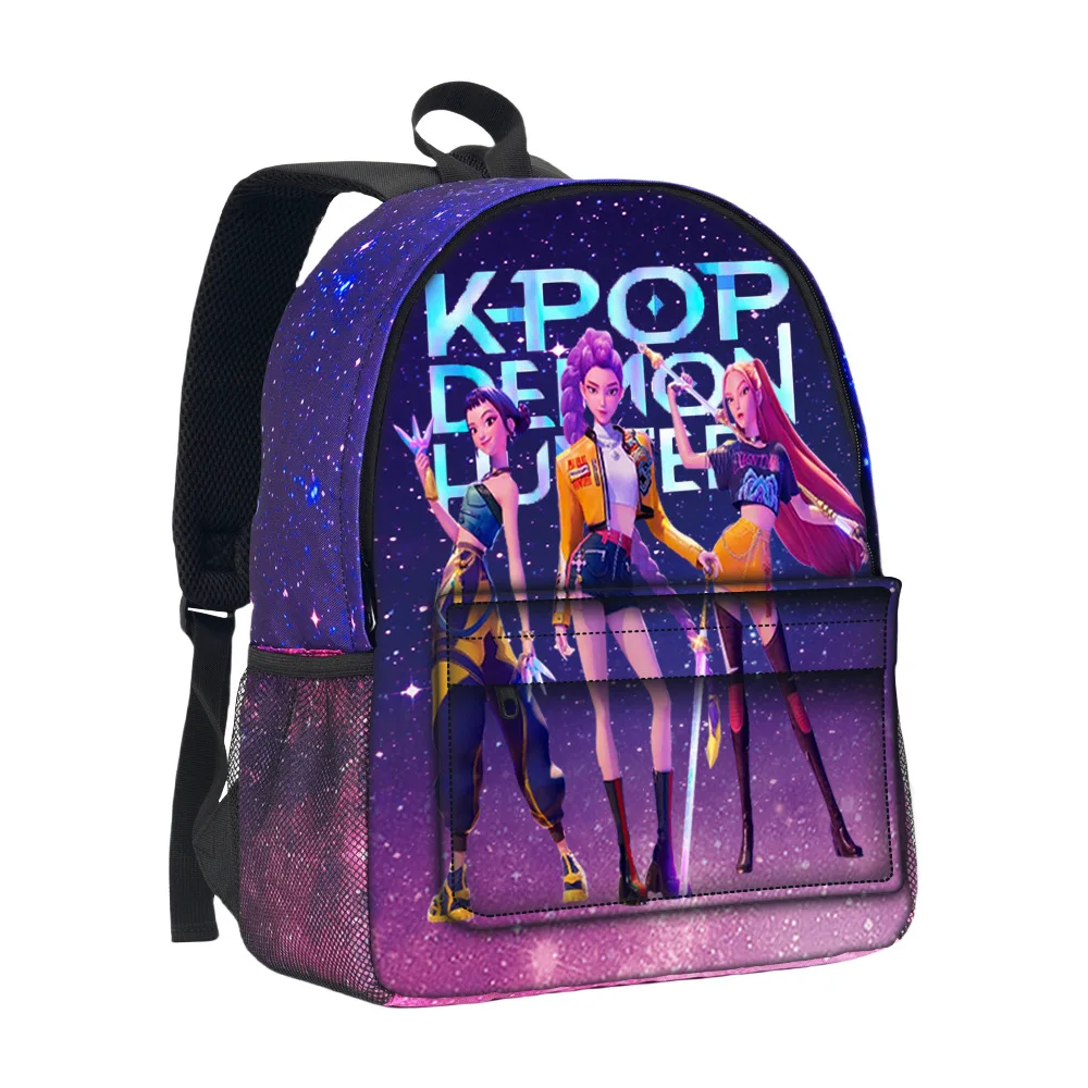Borsa per cielo stellato stereoscopico 3D Huntrix Kpop da 16 pollici, borsa per cielo stellato di grande capacità per studenti di caccia alle streghe