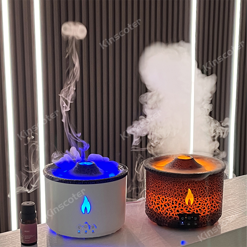 KINSCOTER-difusor de Aroma de llama de volcán, anillo de humo de medusas, humidificador de aire, difusor de aceite esencial de aromaterapia de 360ml, regalo genial