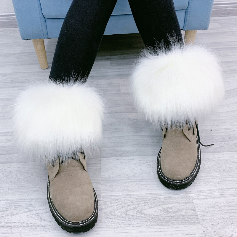 Ankle Warmer Boots Decor Brace Sleeve Knee Protector For Running Biking Joint Pain Relief ACL Arthritis  Injury Faux Fur Warm