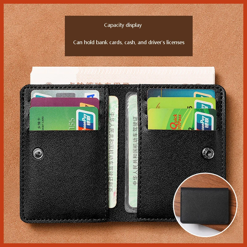 2025 New Women's Wallet Simplified Folding Button Small Wallet Driver's License Card Bag Male Student Soft Leather Wallet