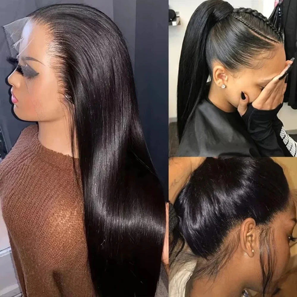 250Densit 13x6 Bone Straight HD Transparent Lace Human Hair Wigs Brazilian 13x4 360 Full Lace Front Wig Human Hair Wig For Women
