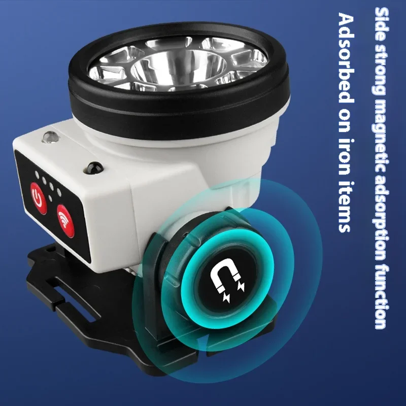 LED-Angelscheinwerfer, wiederaufladbare Lampe, leistungsstarke LED-Taschenlampen, Lanterna unterstützt sowohl Fern- als auch Abblendlicht mit Erfassungsfunktion