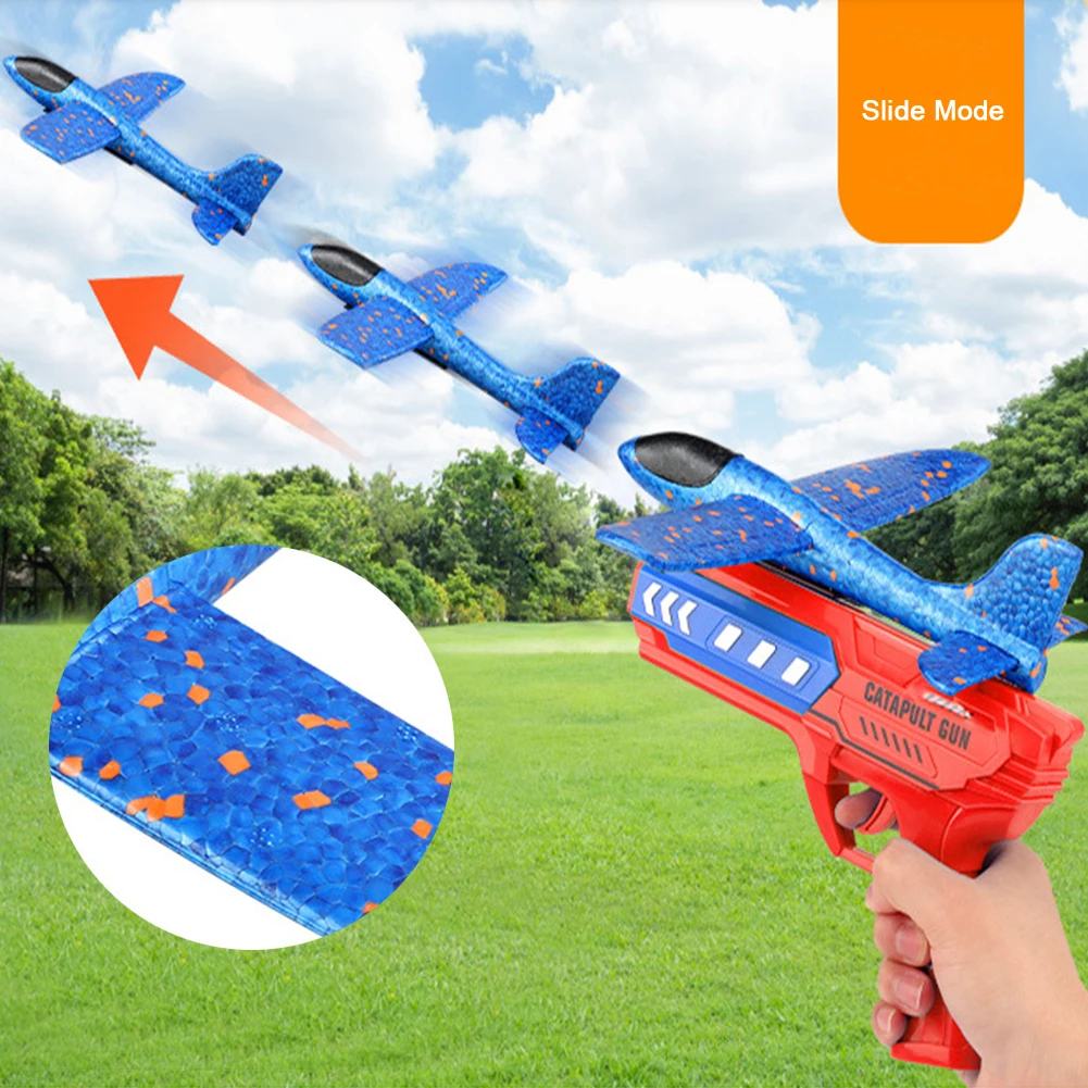 เครื่องบิน Launcher ของเล่นเด็กโฟม Ejection เครื่องบินของเล่นโฟมกันลื่น Catapult เครื่องบินของเล่นพร้อม/ไม่มีแสงสําหรับเด็ก