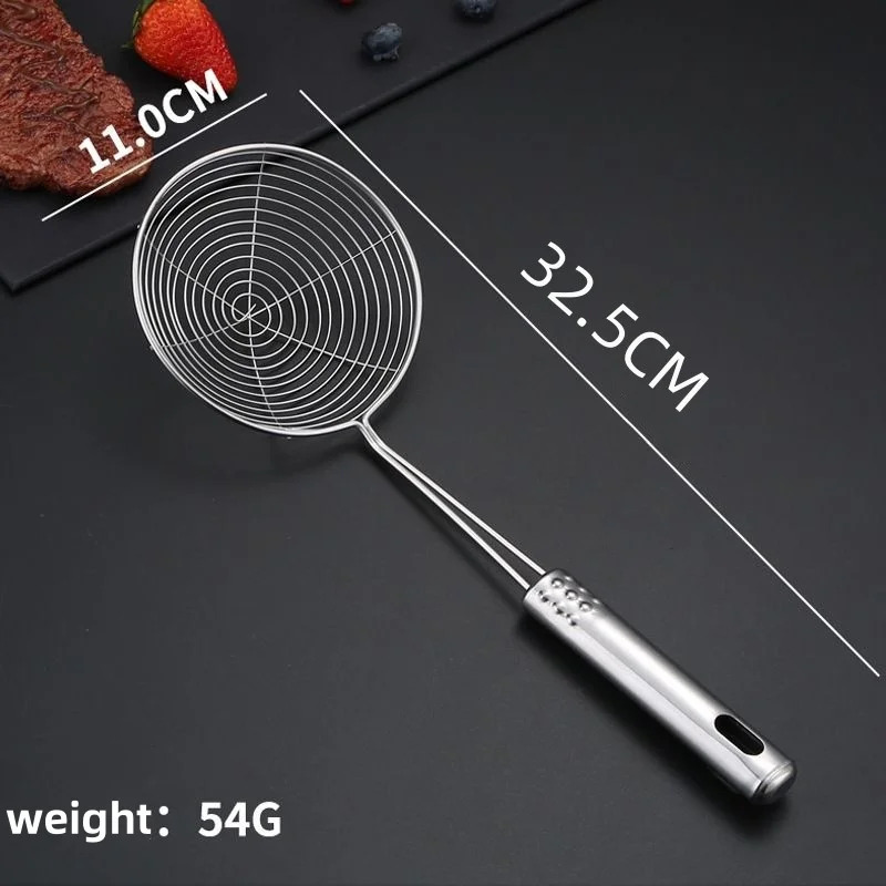 Skimmer oval de aço inoxidável, filtro de malha, pote de óleo, filtro de alimentos, panelas, filtro frito, filtro de cozinha, ferramenta de cozimento