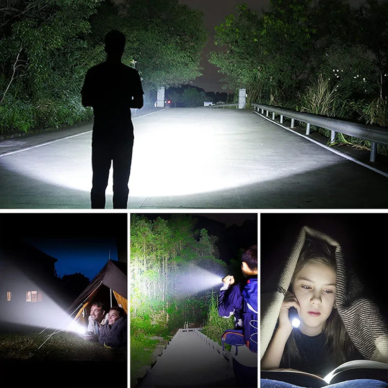 Linternas Led de alta potencia con Zoom de tiro largo, linterna superbrillante, recargable por USB, luz de antorcha muy fuerte para acampar