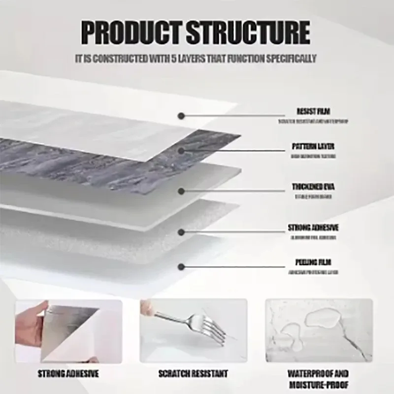 Adesivo de parede à prova d'água e antiincrustante, papel de parede autoadesivo, 1 rolo de espuma grossa, mármore, para quarto e sala de estar
