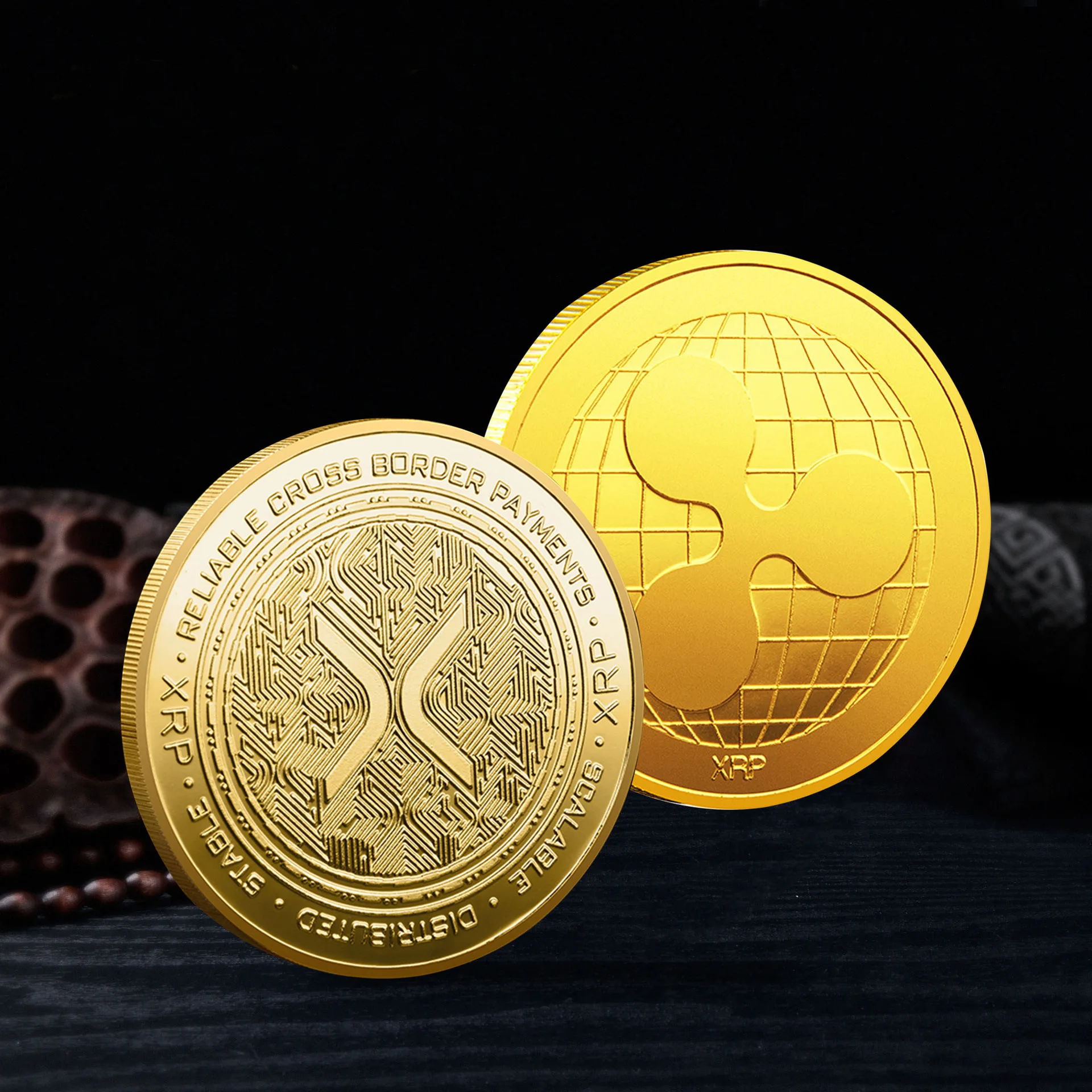 Gợn Sóng Đồng Xu XRP Đồng Xu Vàng Mạ Bạc Mật Mã Gợn Sóng XRP Đồng Tiền Với Ốp Lưng Nhựa Đồng Tiền Kỷ Niệm Bộ Sưu Tập Nghệ Thuật Lưu Niệm Quà Tặng