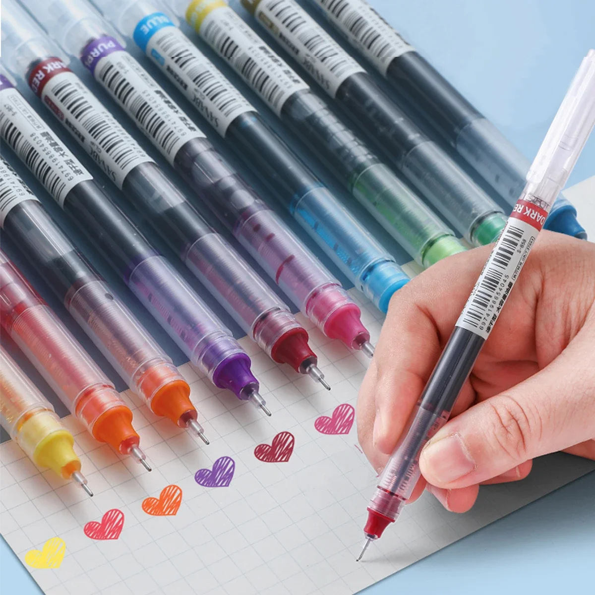 10 canetas de gel coloridas. Grande capacidade de secagem rápida, 0,5 mm, adequadas para estudantes, tomada de notas, marcação, desenho, contabilidade.