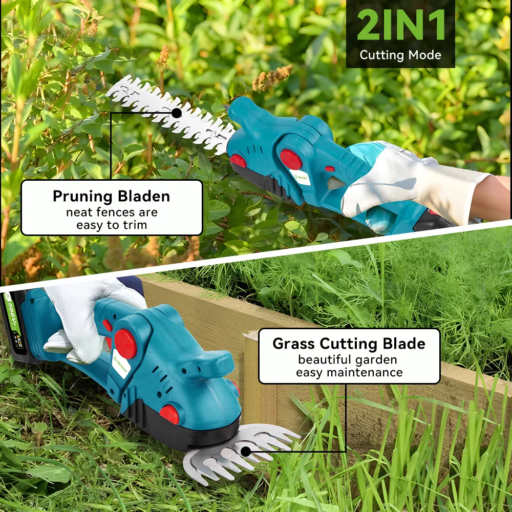 ONEGREEN 3 IN 1 Telescoping Pole Electric Hedge Trimmer 20000RPM Shrub Weeding Pruning Garden Power Tools For 21 18V Battery