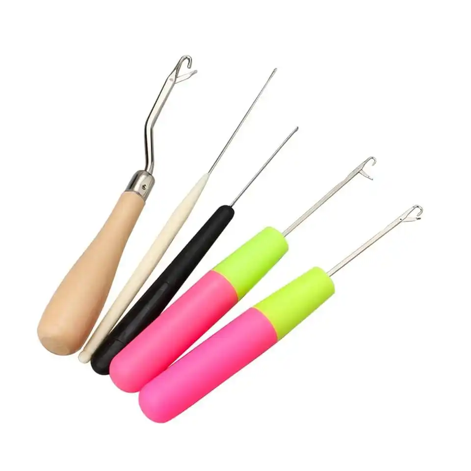 5 pçs/set crochê dreadlock gancho agulhas dreadlock ferramenta de plástico & madeira tecelagem de cabelo agulhas de crochê dreading trava ganchos artesanato