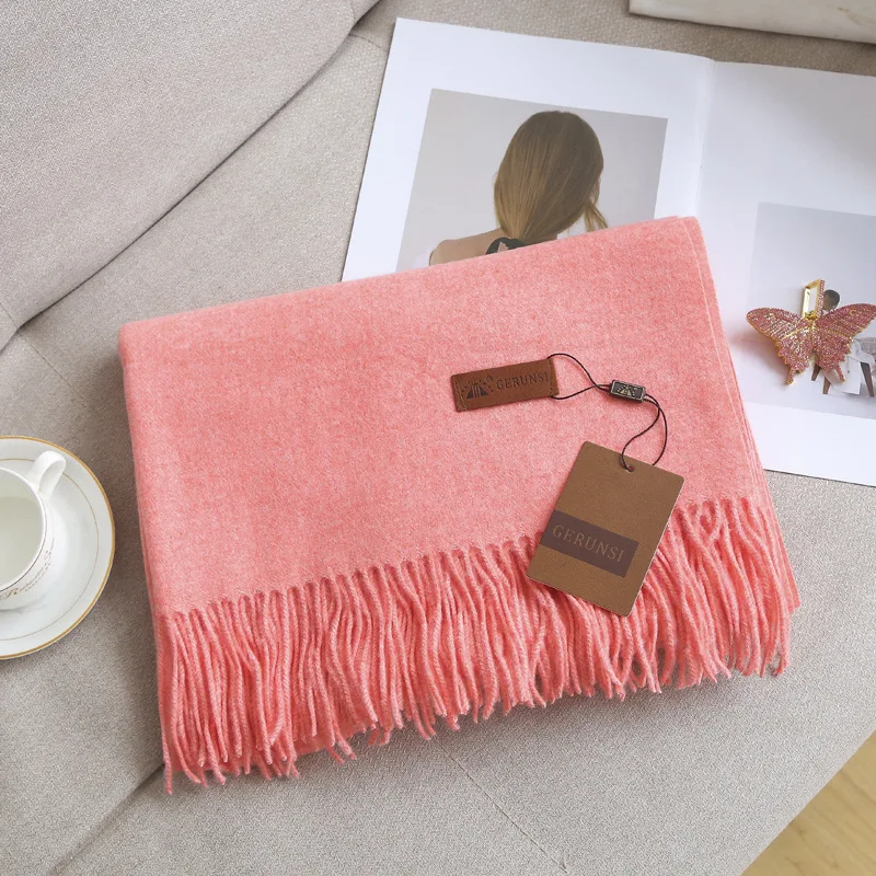 Bufanda de invierno para mujer, bufandas largas y cálidas de Cachemira, Hijab, chal liso para mujer, Pashmina femenina, Bufanda, bufandas para la cabeza