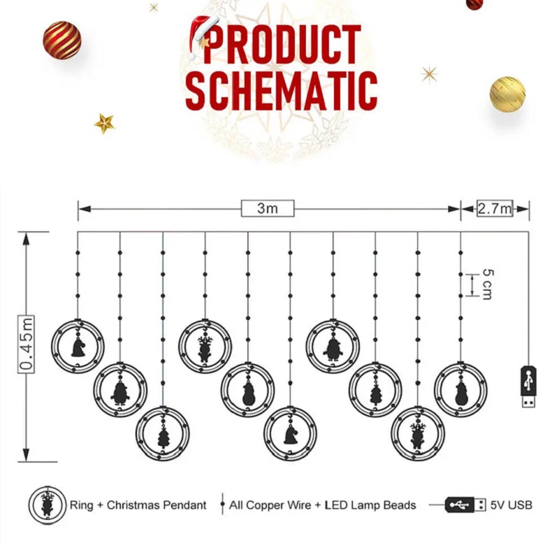 크리스마스 요정 조명 산타 클로스 창 장식 스트링 조명, 크리스마스 선물, Navidad 새해 홈 장식, 10LED