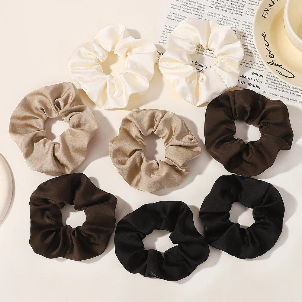 1 pz nastri per capelli in seta vintage fasce elastiche per capelli tinta unita donne ragazze copricapo coda di cavallo cravatte corda accessori per capelli