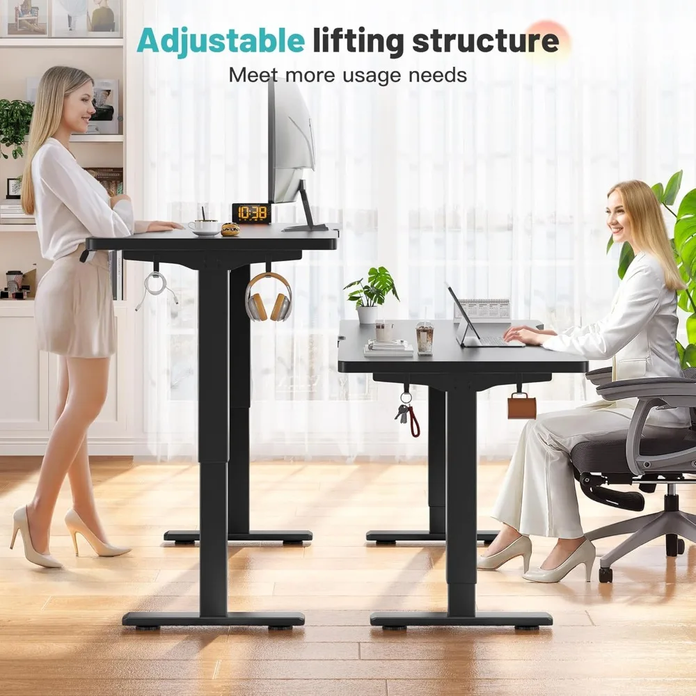 Standing Desk with LED,Electric Computer Desk,48 x 24 Inch Adjustable Desks Height with 3 Memory Preset,Sit Stand Up Desks