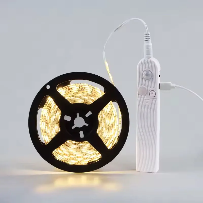Tira de luces LED con Sensor de movimiento, 5V, 2835, impermeable, luz nocturna para armario, cinta de luz de 1M/2M para iluminación interior de dormitorio, armario y escalera