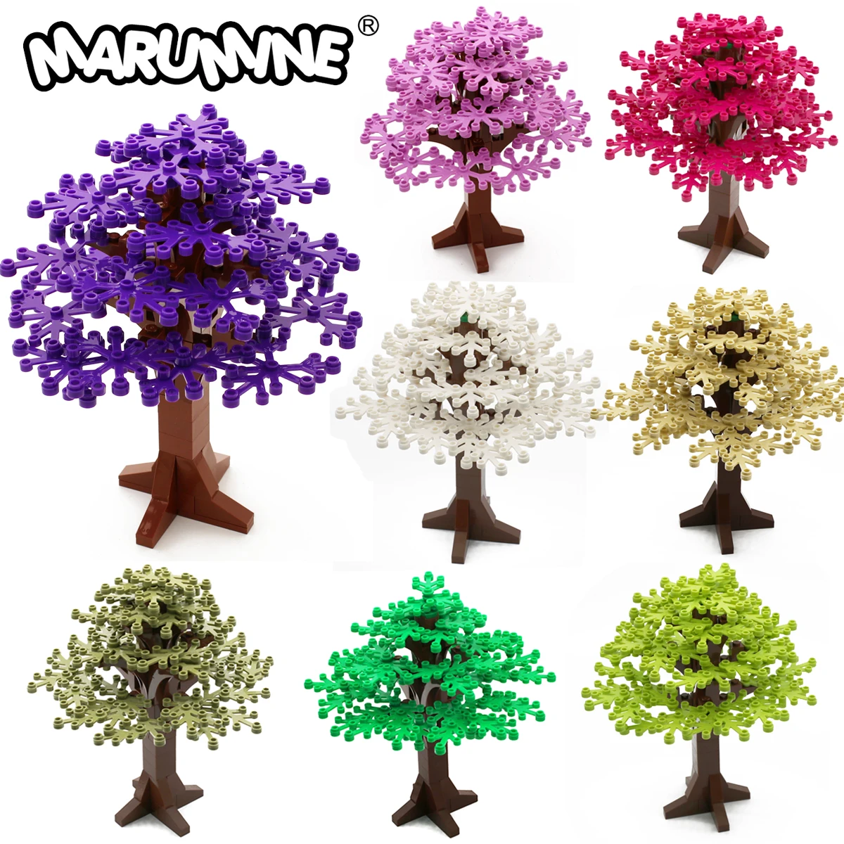 MARUMINE 90PCS Build Bricks Tree Sets Construction MOC Blocks Plant Natural City Street View Park Jungle Christmas Toys for Kids