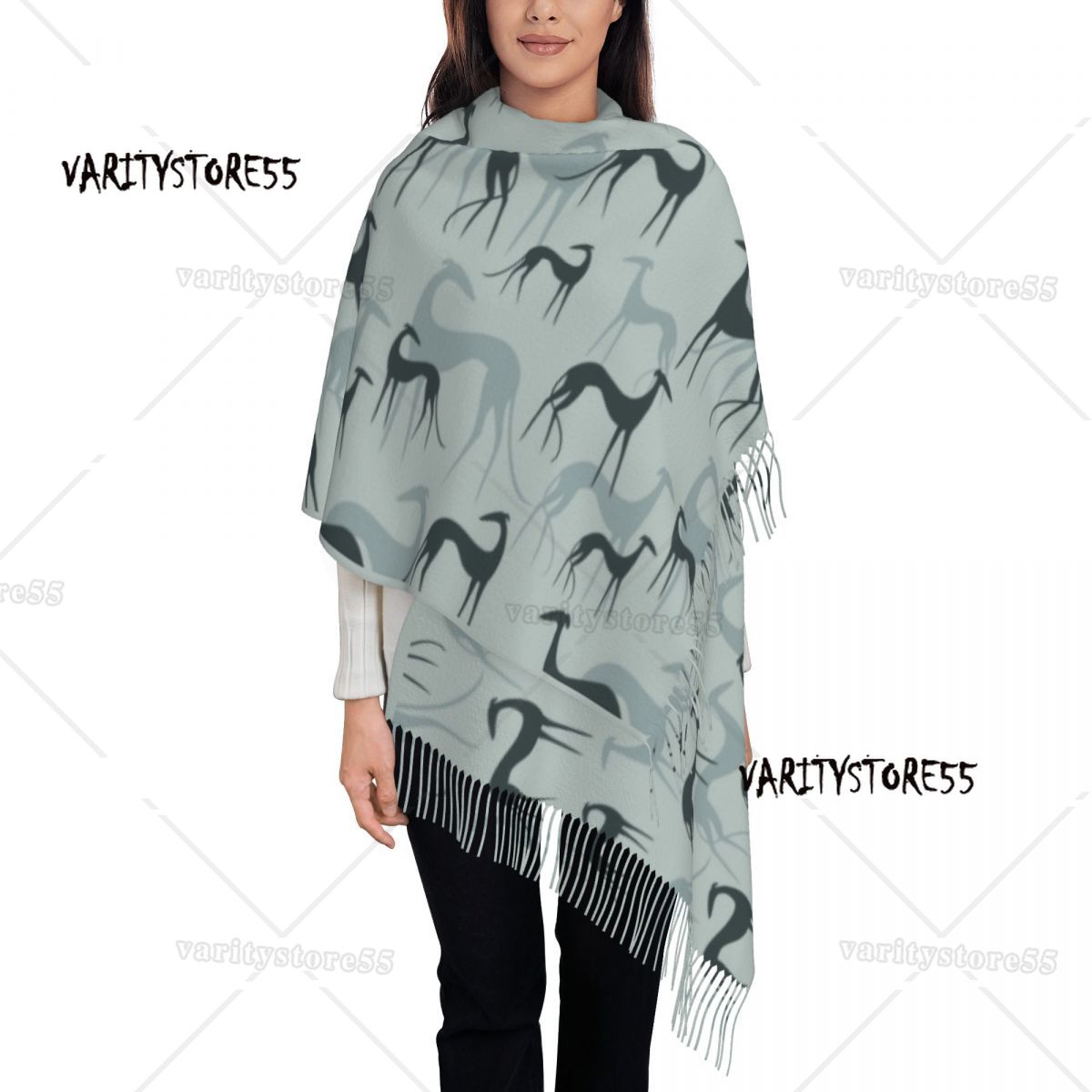 Benutzer definierte Druck Windhund Galgos Hund Schal Frauen Männer Winter Herbst warme Schals Whippet Windhund Schals Wraps