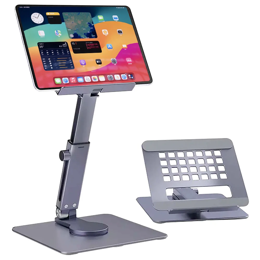 Support de tablette en aluminium réglable, support pliable, colonne montante de bureau, rotation à 360 °, multi-angle recommandé, S6, iPad Pro Air, table Xiaomi