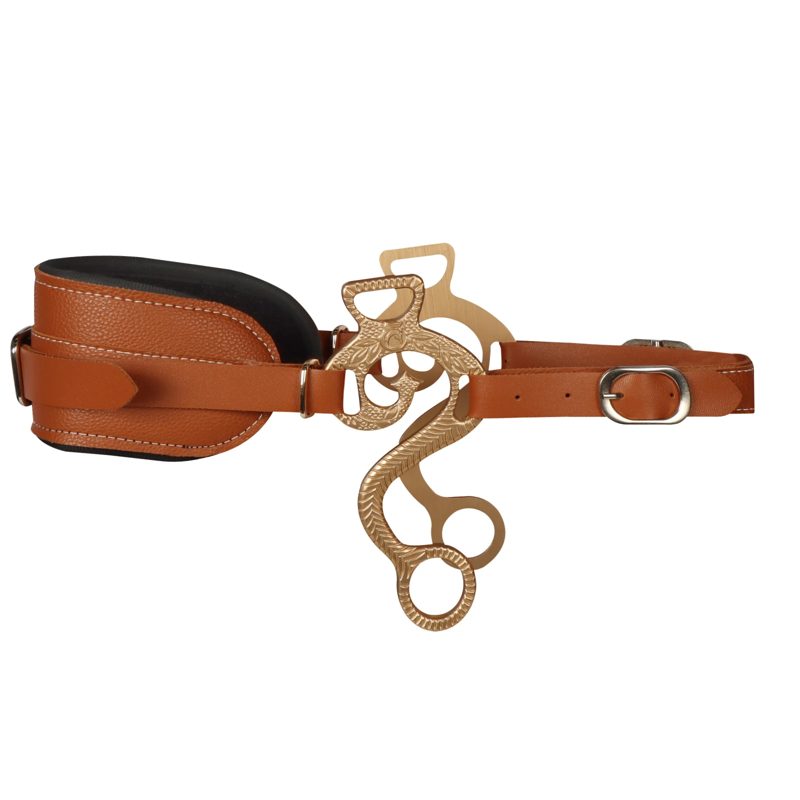 Hackamore แผ่นหนังม้าบริดเดิ้ลสีน้ำตาล, แผ่นรองจมูกปรับได้สไตล์อังกฤษสำหรับโซ่โค้งขี่ม้าอุปกรณ์ขี่ม้า