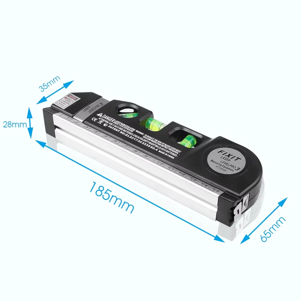 Ferramenta de linha de nível a laser multiuso kit de nível a laser padrão linha cruzada laser 8 pés fita métrica régua com tripé de metal