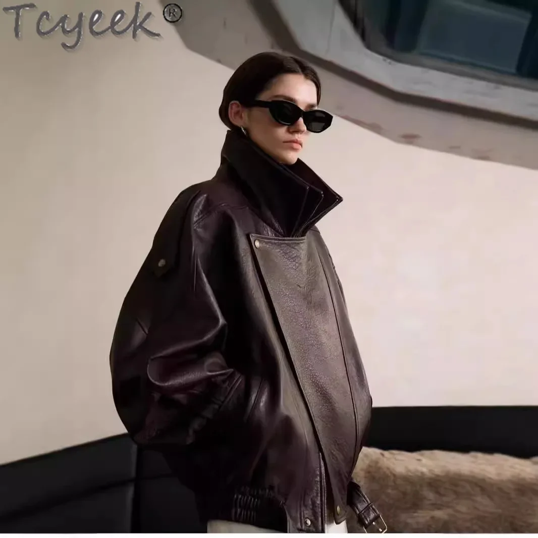 Tcyeek ธรรมชาติเสื้อหนังแท้เสื้อผ้าผู้หญิงฤดูใบไม้ผลิฤดูใบไม้ร่วง Sheepskin Coat แฟชั่นผู้หญิงแจ็คเก็ตหนัง Jaqueta Couro