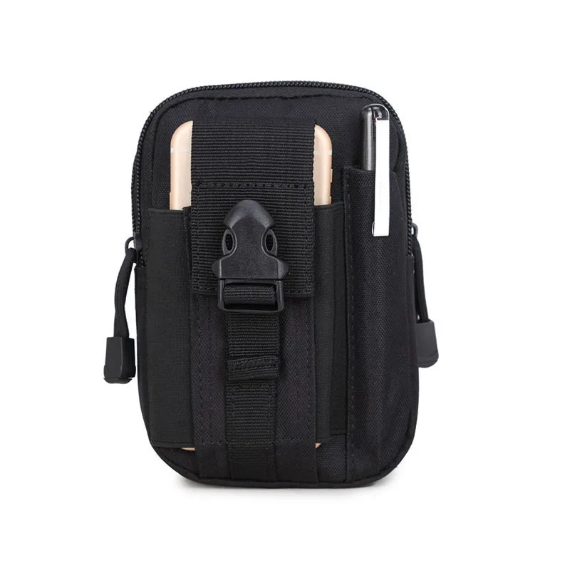 ยุทธวิธีแขวนขนาดเล็กกระเป๋ากลางแจ้ง Mini Multifunctional กีฬากันน้ํากระเป๋าโทรศัพท์มือถือสีดํายุทธวิธีเอวกระเป๋า