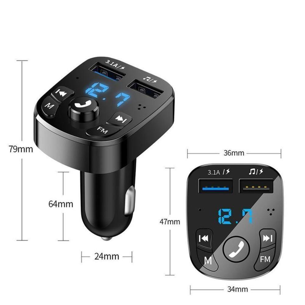 Lettore Mp3 per auto Caricatore rapido doppio USB Ricevitore Bluetooth Fm Compatibile con Bluetooth Trasmettitore Fm 5.0 Chiave USB Kit per auto