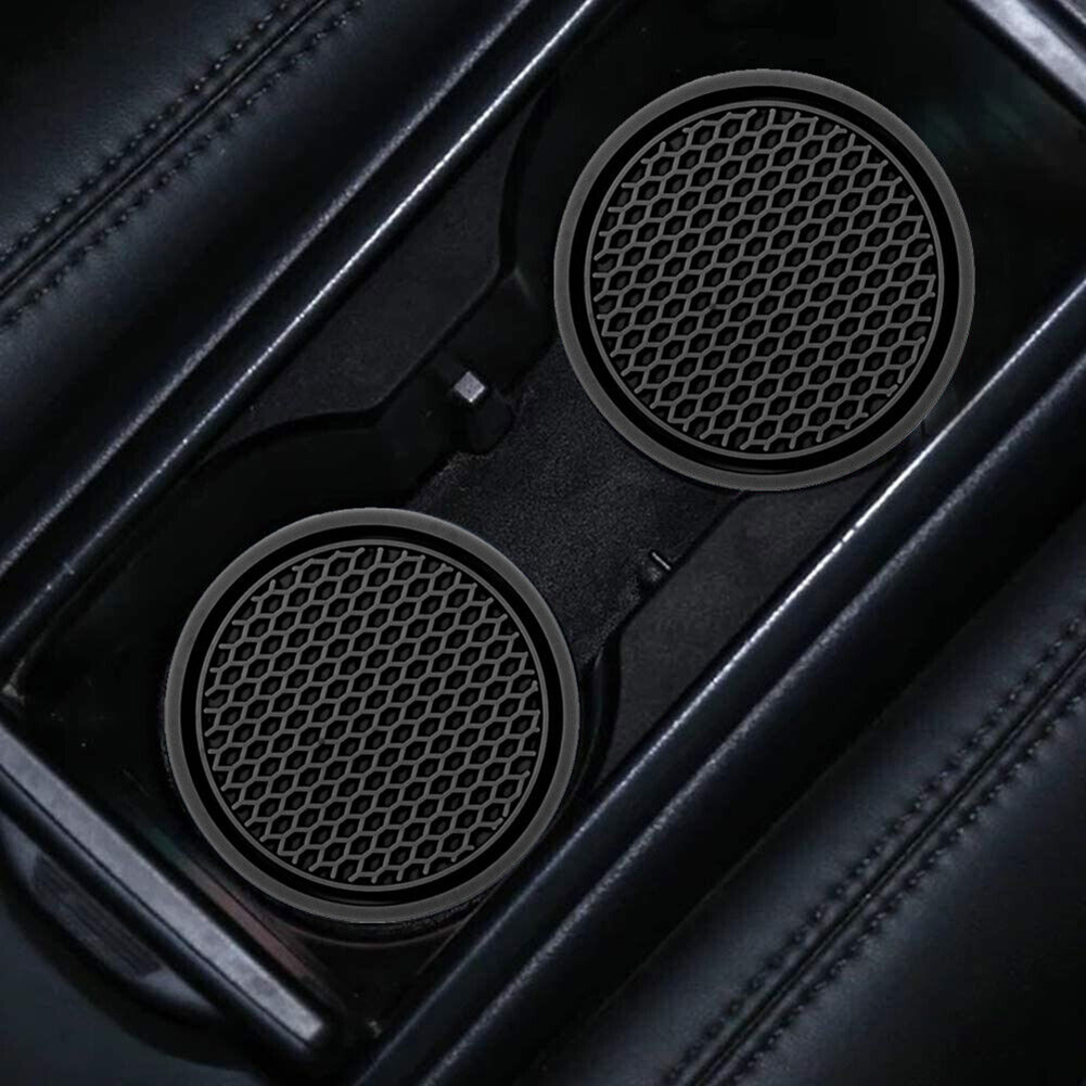 Portavasos negro para coche, posavasos antideslizantes, accesorios interiores universales, se adapta perfectamente a la mayoría de las tazas, 2 uds.
