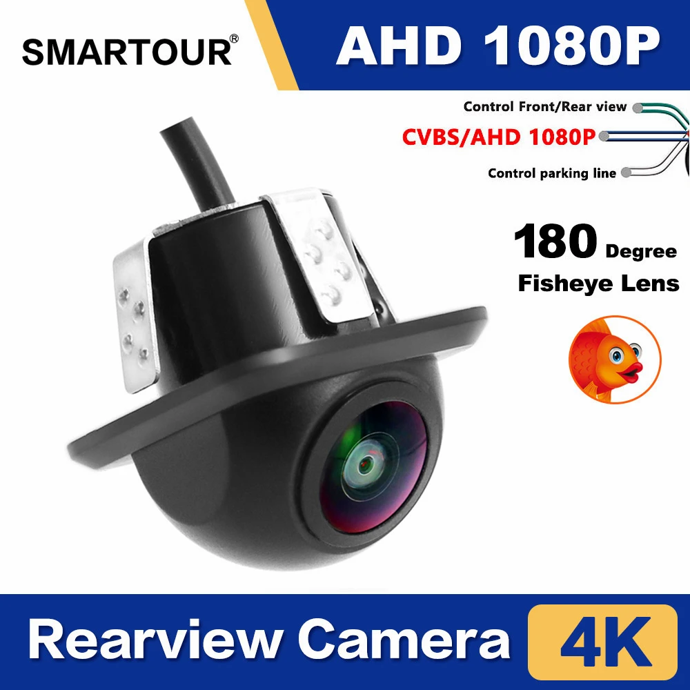 SMARTOUR Автомобильная камера заднего вида 1080P ночного видения, реверсивный монитор для автостоянки, CCD, водонепроницаемая 170 градусов HD-видеообъектив «рыбий глаз»