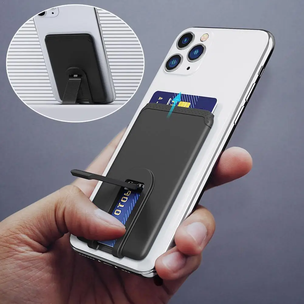 Custodia a portafoglio universale per porta carte di credito in silicone per iPhone Samsung Adesivo per pasta posteriore per telefono Porta carte di credito per autobus/identità