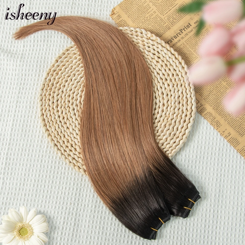 Cabelo humano reto tece pacotes de cabelo humano remy brasileiro costurar em extensões de trama loira reta 50g 12 "-24" cabelo natural
