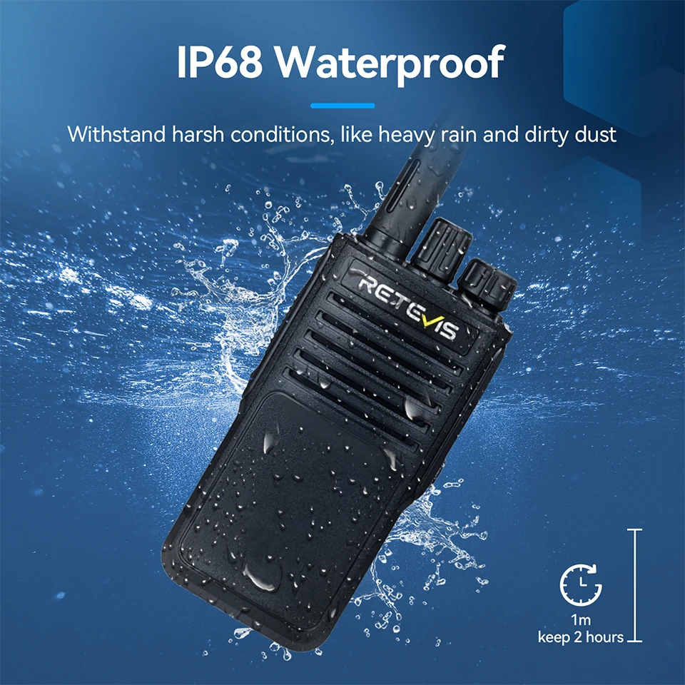 Retevis P62 Walkie Talkie 10W Powerful IP68 Waterproof Walkie-talkies Long Range Dual Band Two Way Radio Transceiver VHF UHF