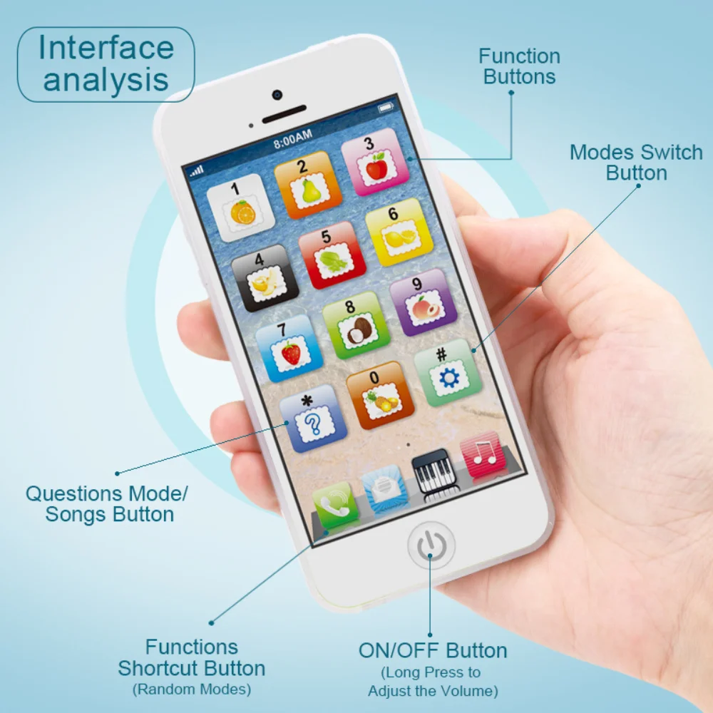 Celular Aprendizagem Precoce com Som Claro, Brinquedo Vocal Móvel, Telefone Simulação, Musical Early Brinquedos Educativos para Bebé e Crianças