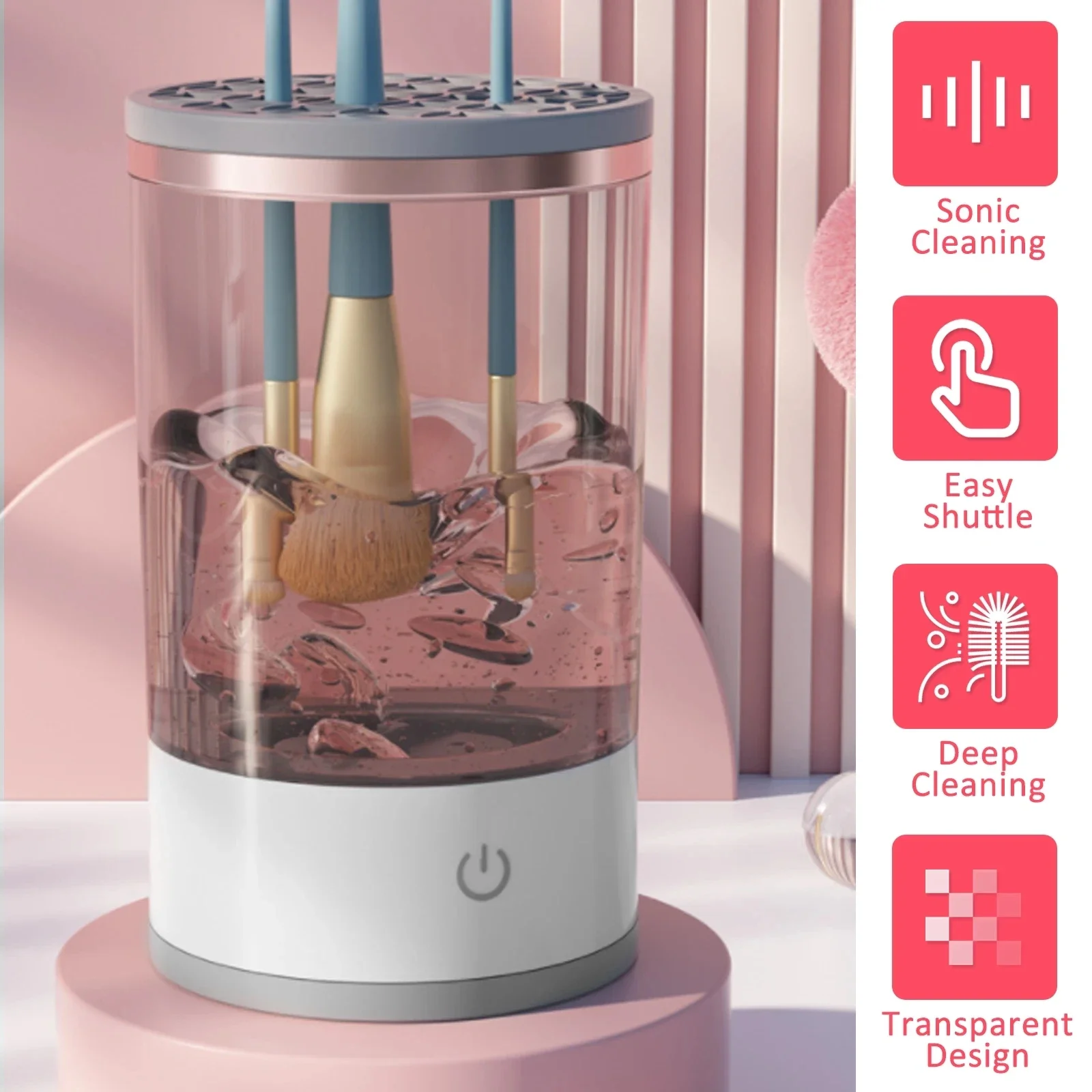 Pulitore per pennelli per trucco elettrico portatile con presa USB con macchina per trucco in gomma Pulitore rapido USB elettrico per collare spazzola per pulizia Brus